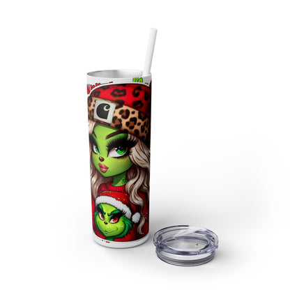 Her Grinchmas Vibe Skinny Tumbler with Straw, 20oz