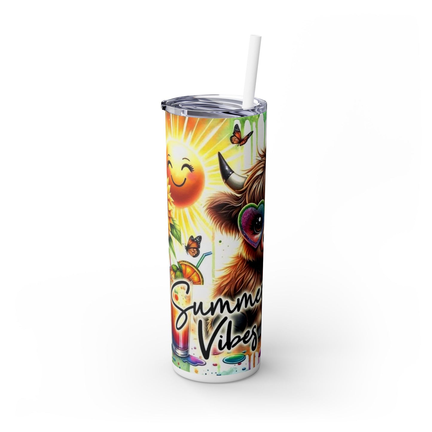 Summer vibes Tumbler with Straw, 20oz