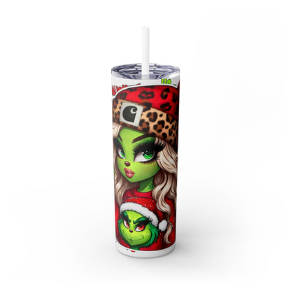 Her Grinchmas Vibe Skinny Tumbler with Straw, 20oz