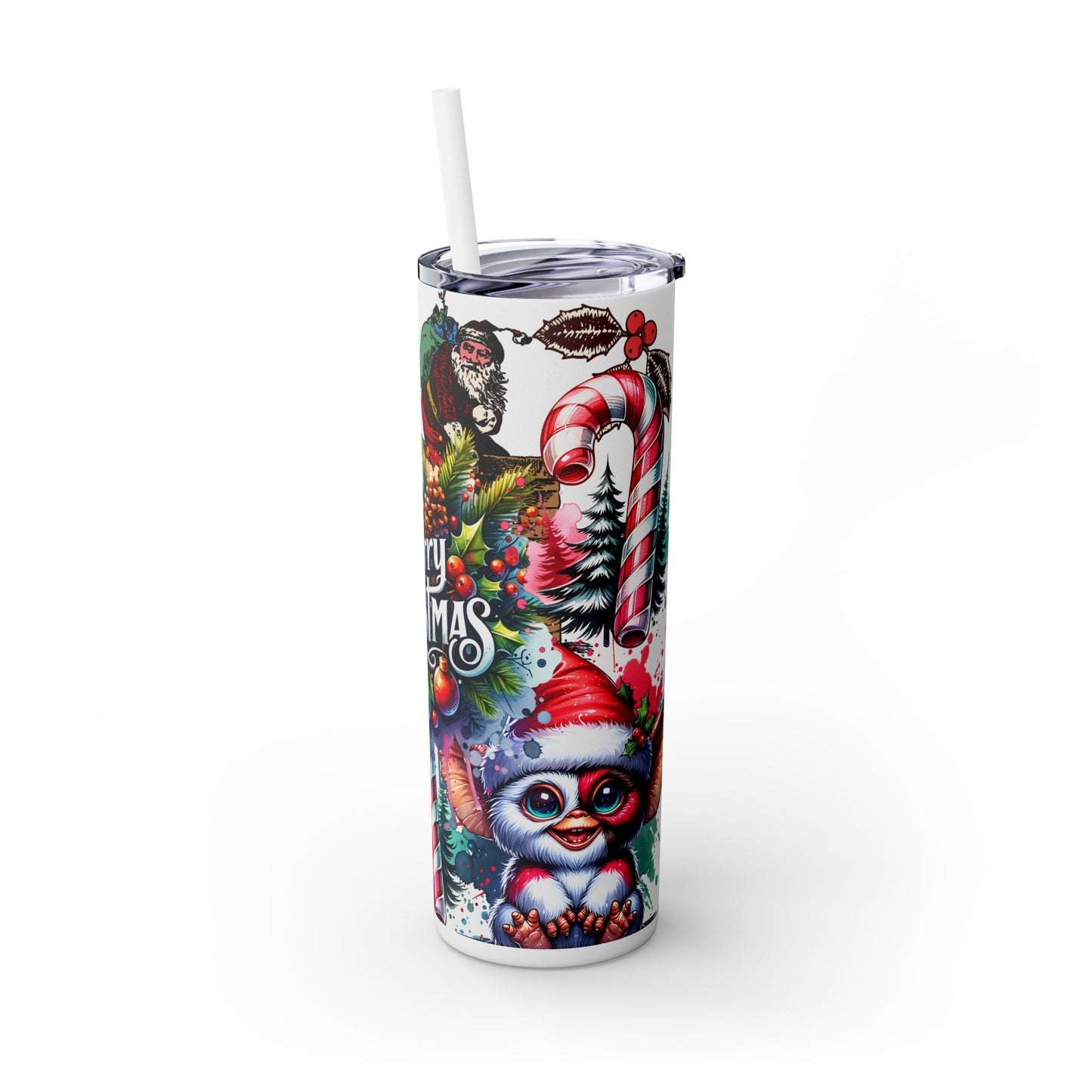 Gremlin Christmas Skinny Tumbler with Straw, 20oz