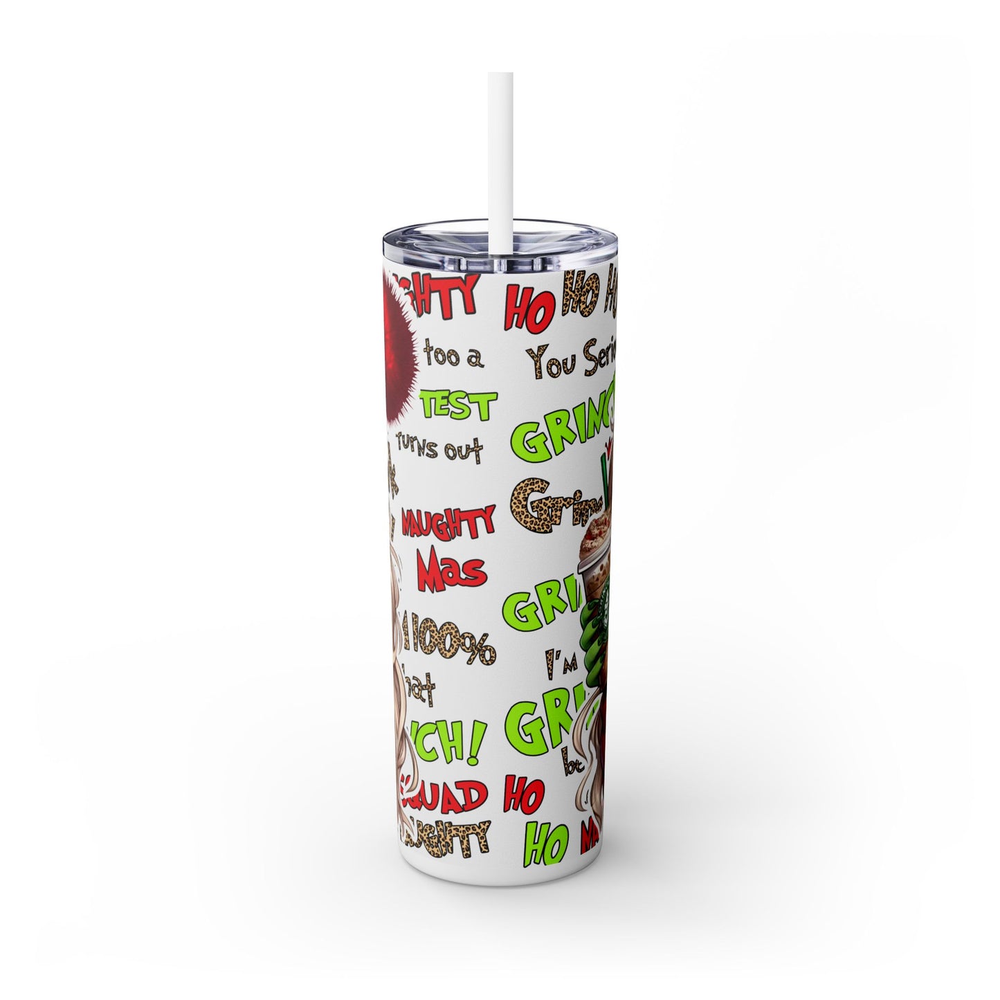 Her Grinchmas Vibe Skinny Tumbler with Straw, 20oz