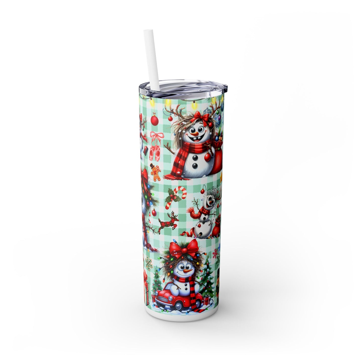 Funny Snowman Skinny Tumbler with Straw, 20oz