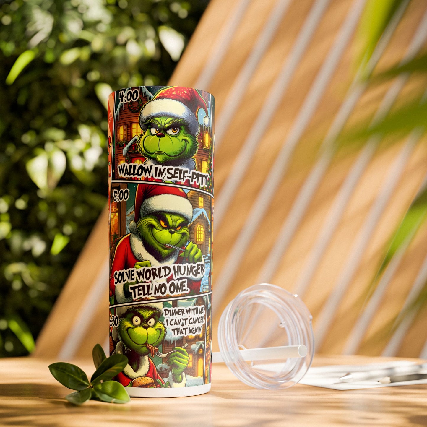 grinchy Skinny Tumbler with Straw, 20oz