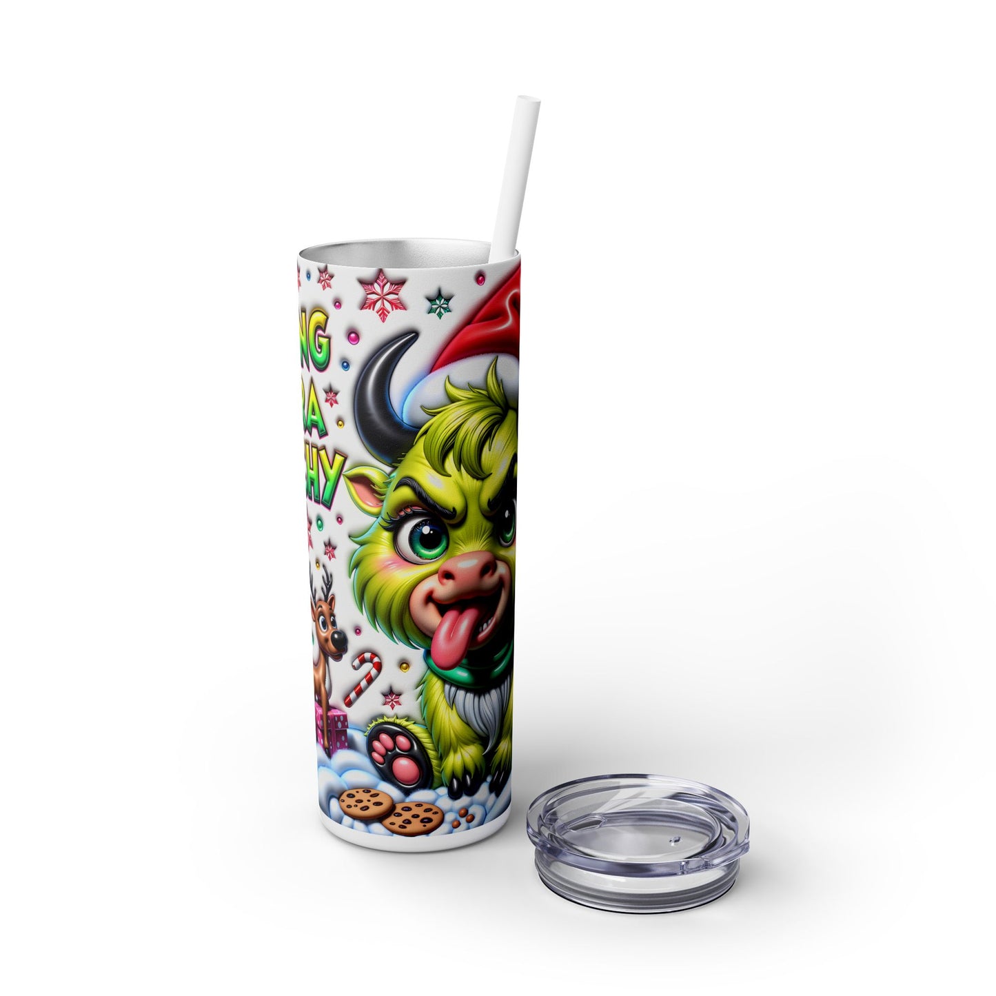 Extra Grinchy Skinny Tumbler with Straw, 20oz