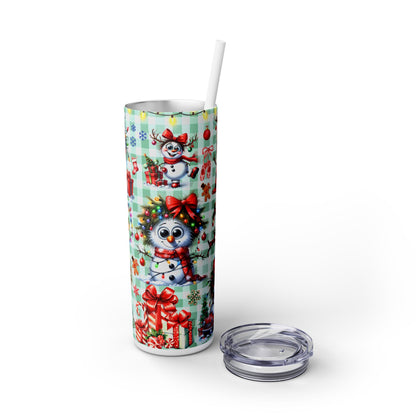 Funny Snowman Skinny Tumbler with Straw, 20oz