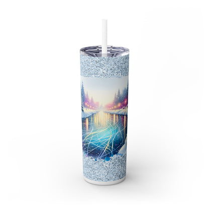 winter wonderland Skinny Tumbler with Straw, 20oz