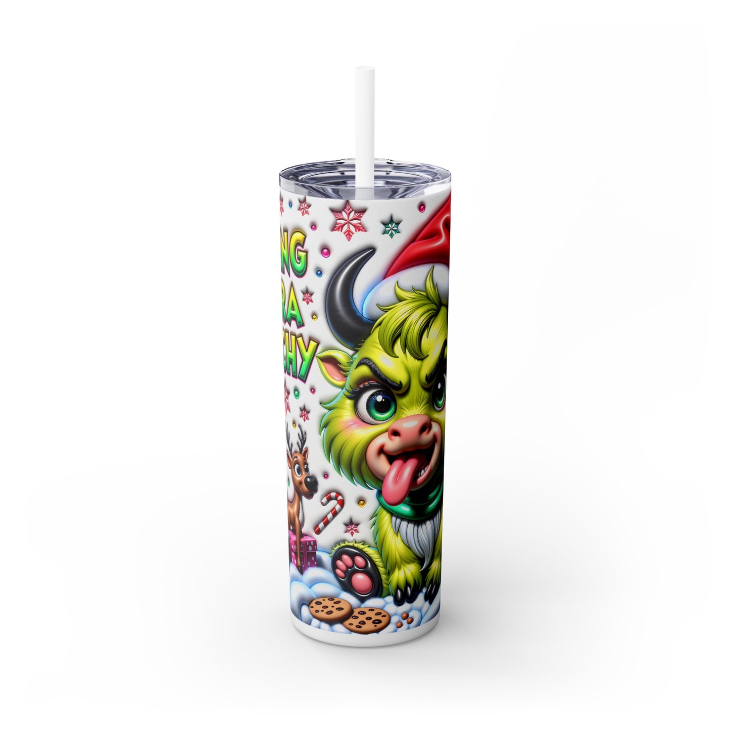 Extra Grinchy Skinny Tumbler with Straw, 20oz