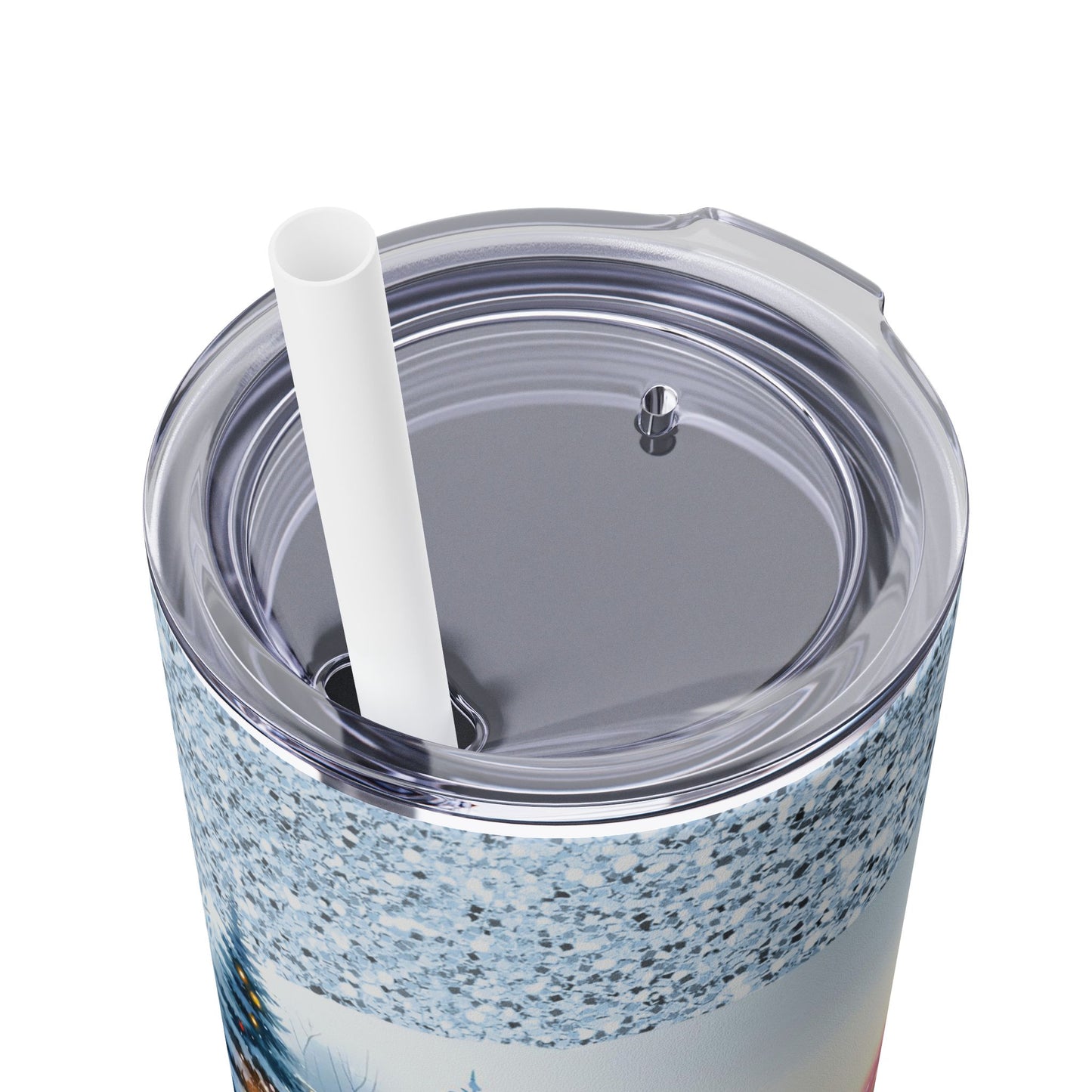 winter wonderland Skinny Tumbler with Straw, 20oz