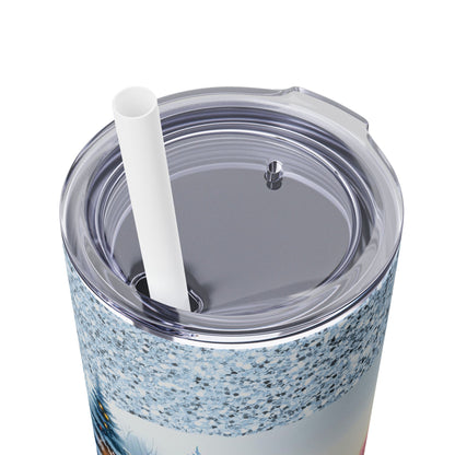 winter wonderland Skinny Tumbler with Straw, 20oz