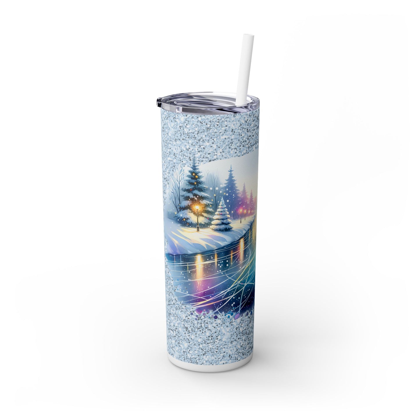 winter wonderland Skinny Tumbler with Straw, 20oz