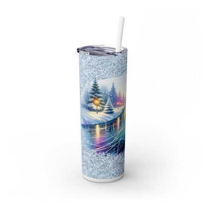 winter wonderland Skinny Tumbler with Straw, 20oz