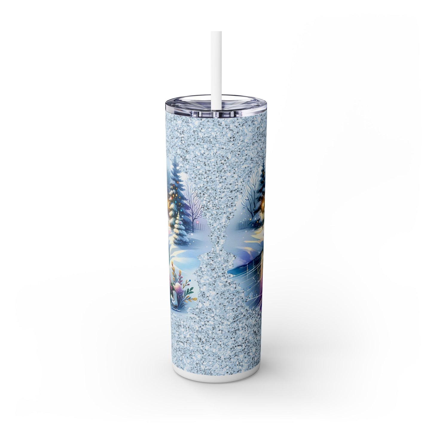 winter wonderland Skinny Tumbler with Straw, 20oz