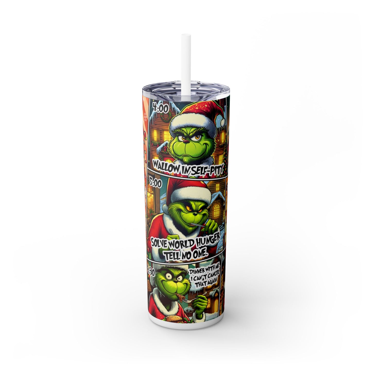 grinchy Skinny Tumbler with Straw, 20oz