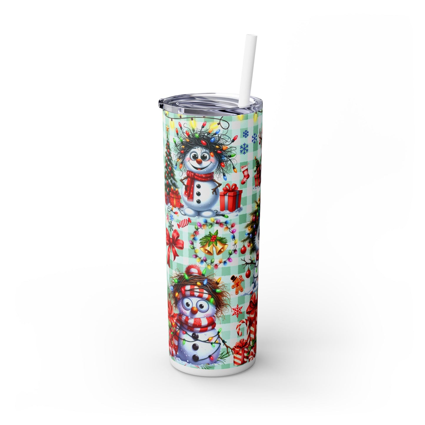 Funny Snowman Skinny Tumbler with Straw, 20oz