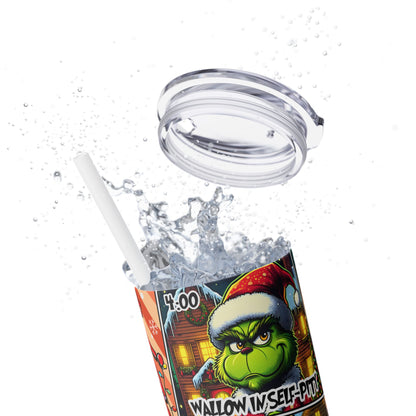 grinchy Skinny Tumbler with Straw, 20oz