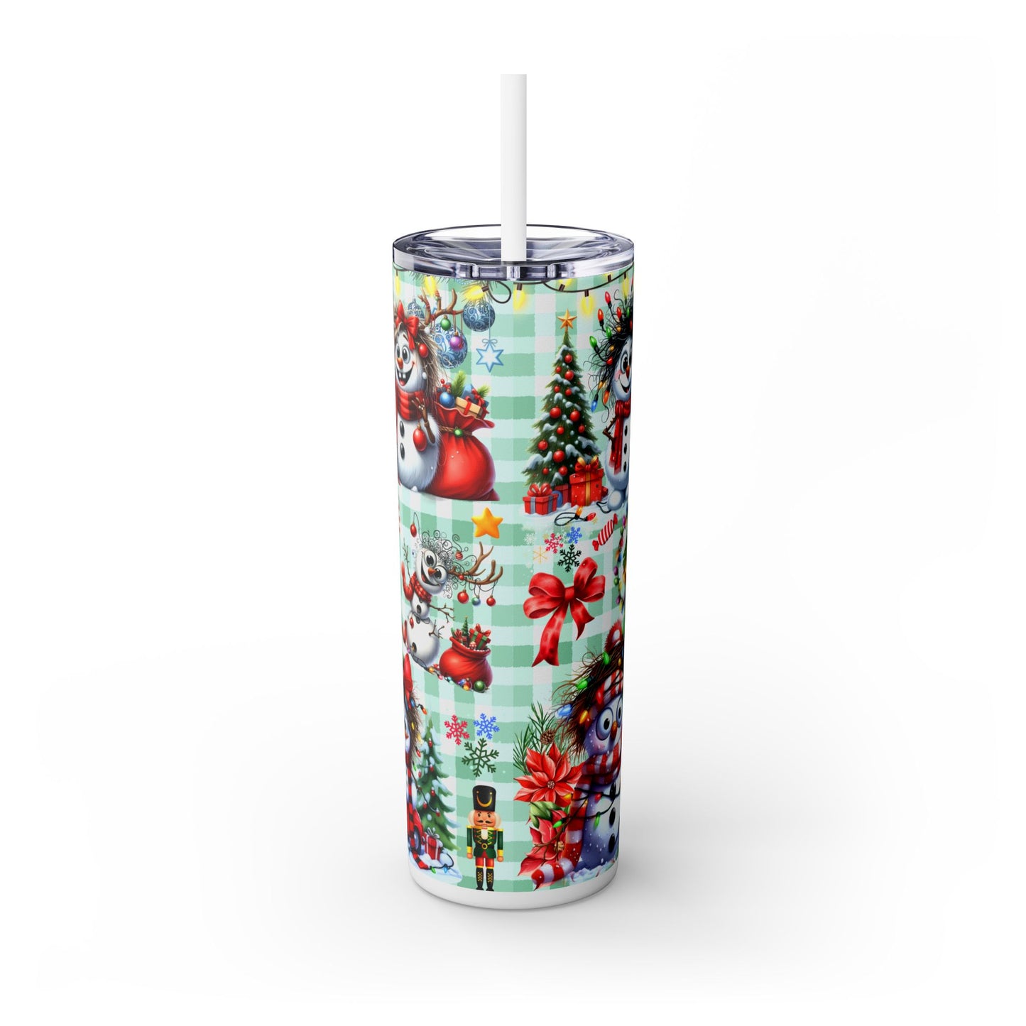 Funny Snowman Skinny Tumbler with Straw, 20oz