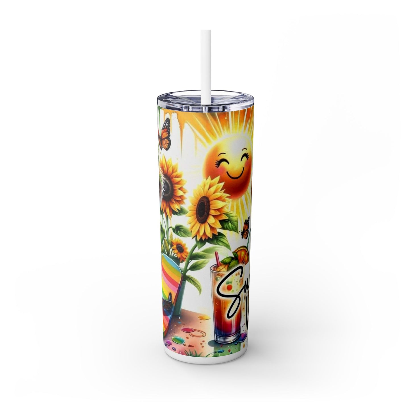 Summer vibes Tumbler with Straw, 20oz