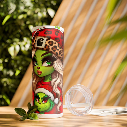 Her Grinchmas Vibe Skinny Tumbler with Straw, 20oz