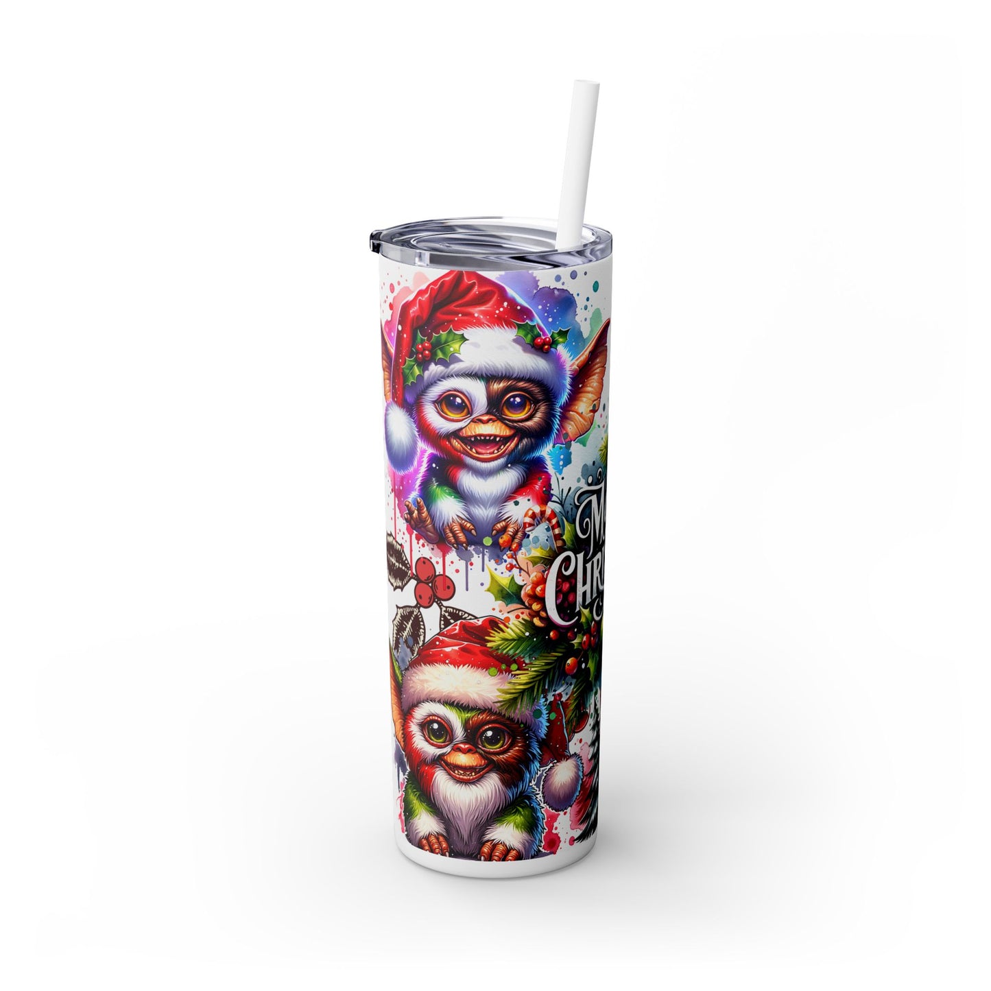 Gremlin Christmas Skinny Tumbler with Straw, 20oz