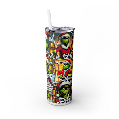 grinchy Skinny Tumbler with Straw, 20oz