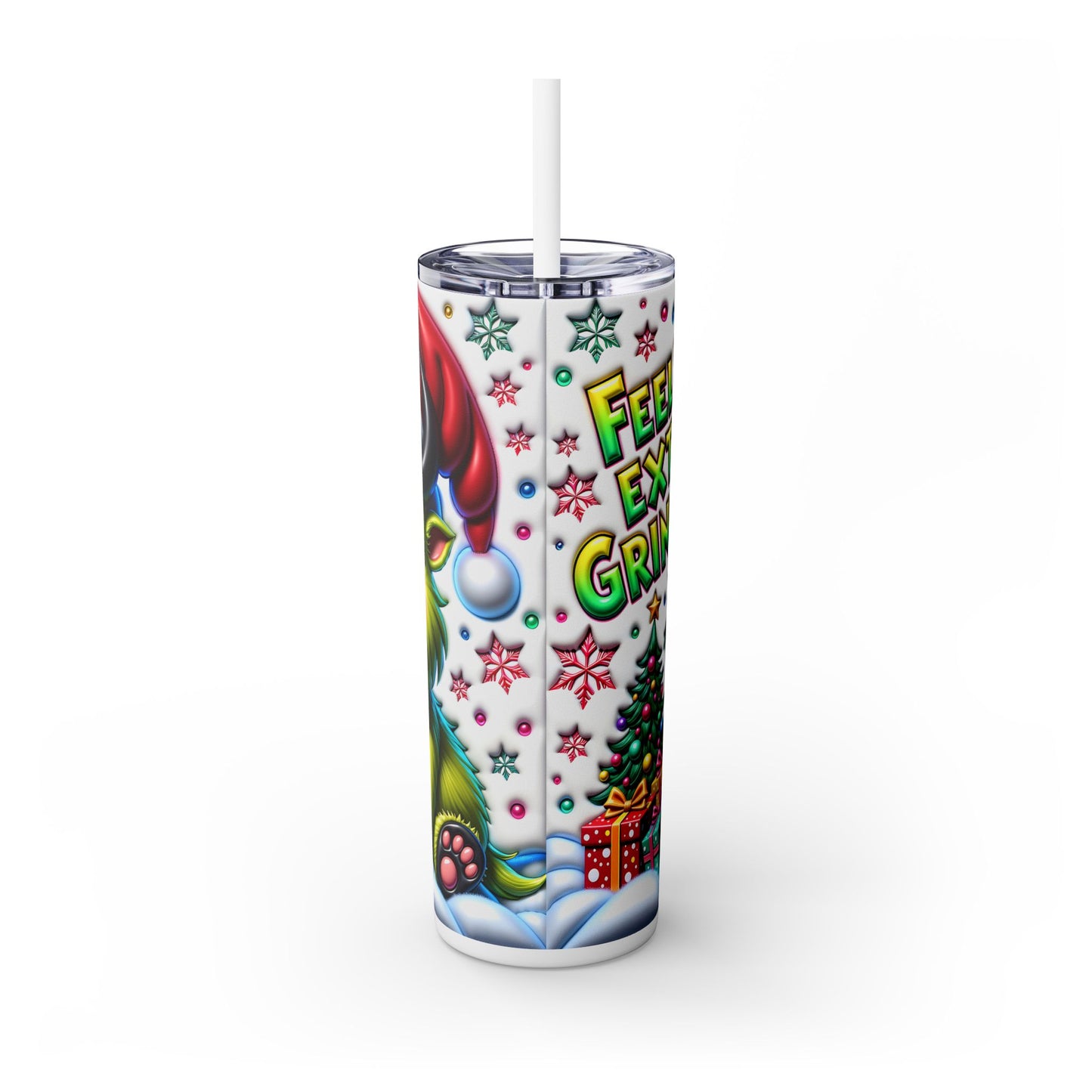 Extra Grinchy Skinny Tumbler with Straw, 20oz