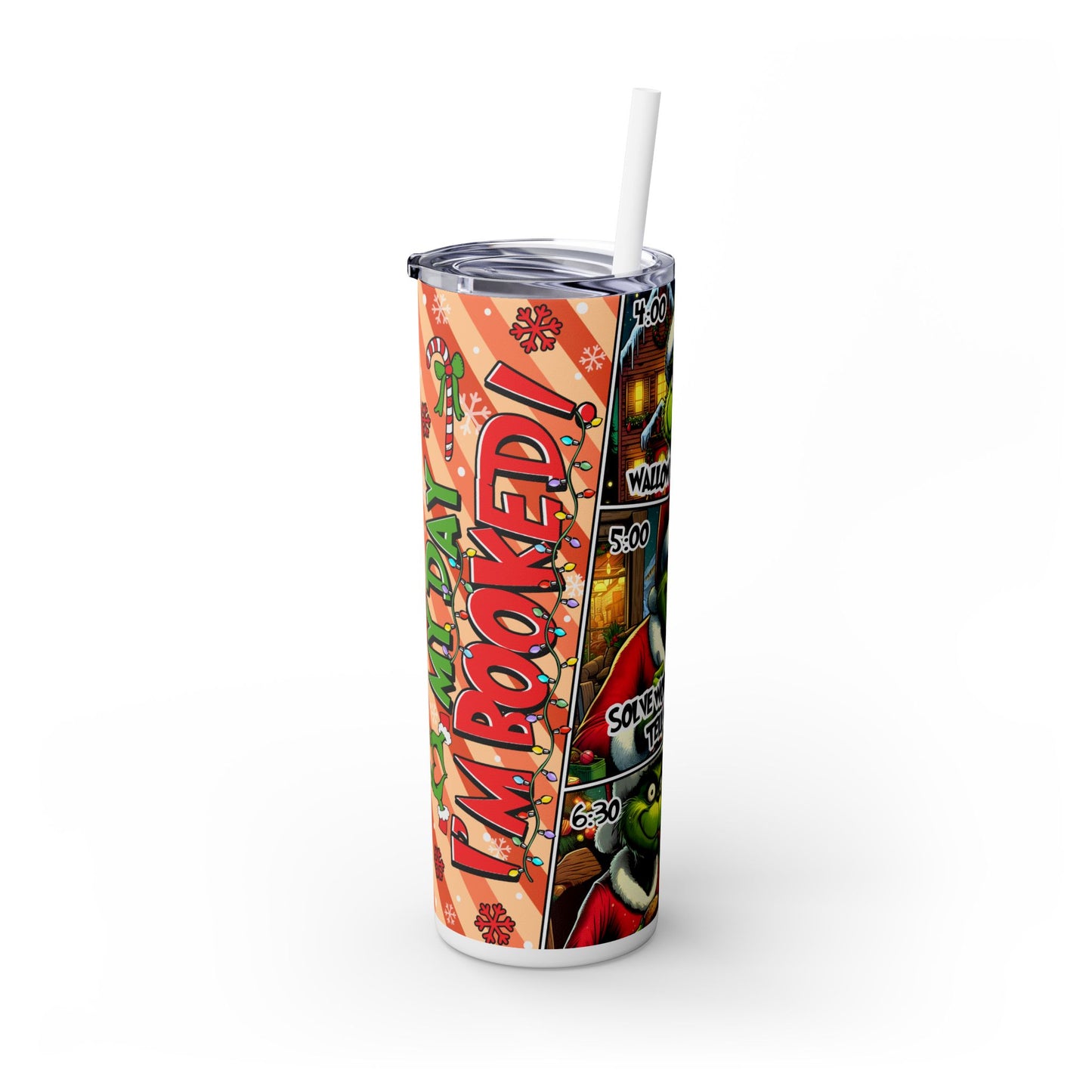 grinchy Skinny Tumbler with Straw, 20oz