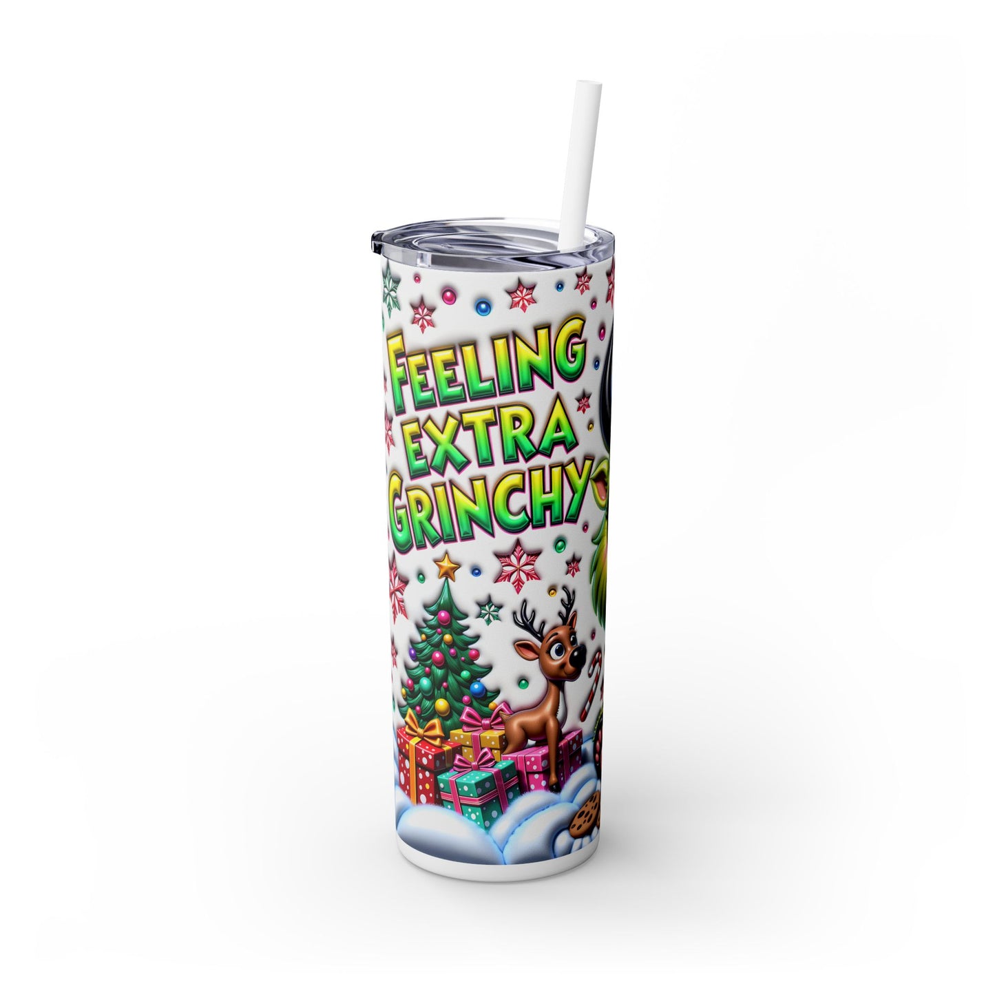 Extra Grinchy Skinny Tumbler with Straw, 20oz