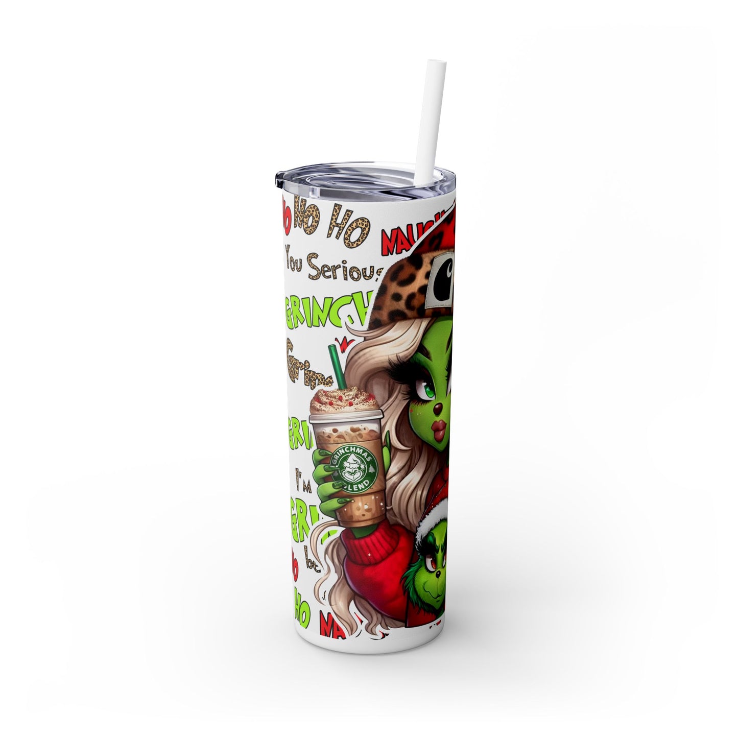 Her Grinchmas Vibe Skinny Tumbler with Straw, 20oz