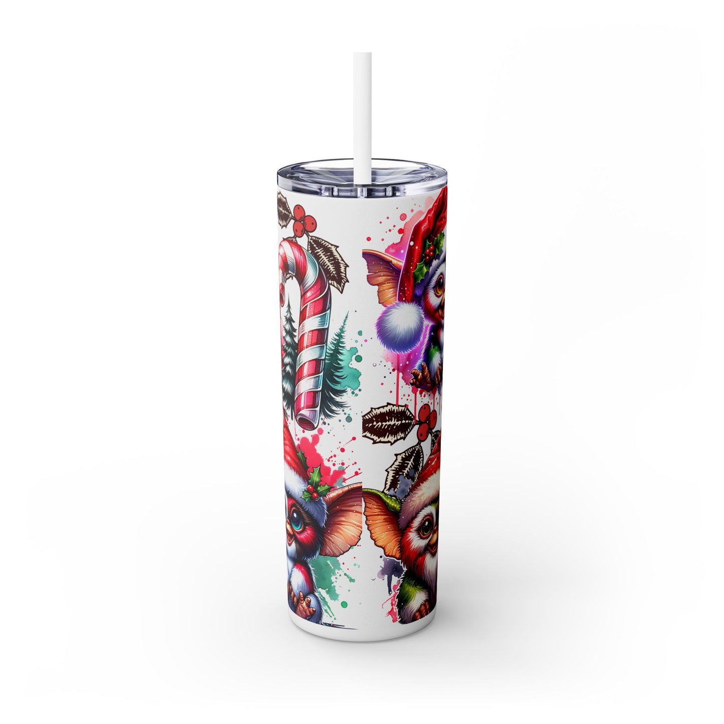 Gremlin Christmas Skinny Tumbler with Straw, 20oz