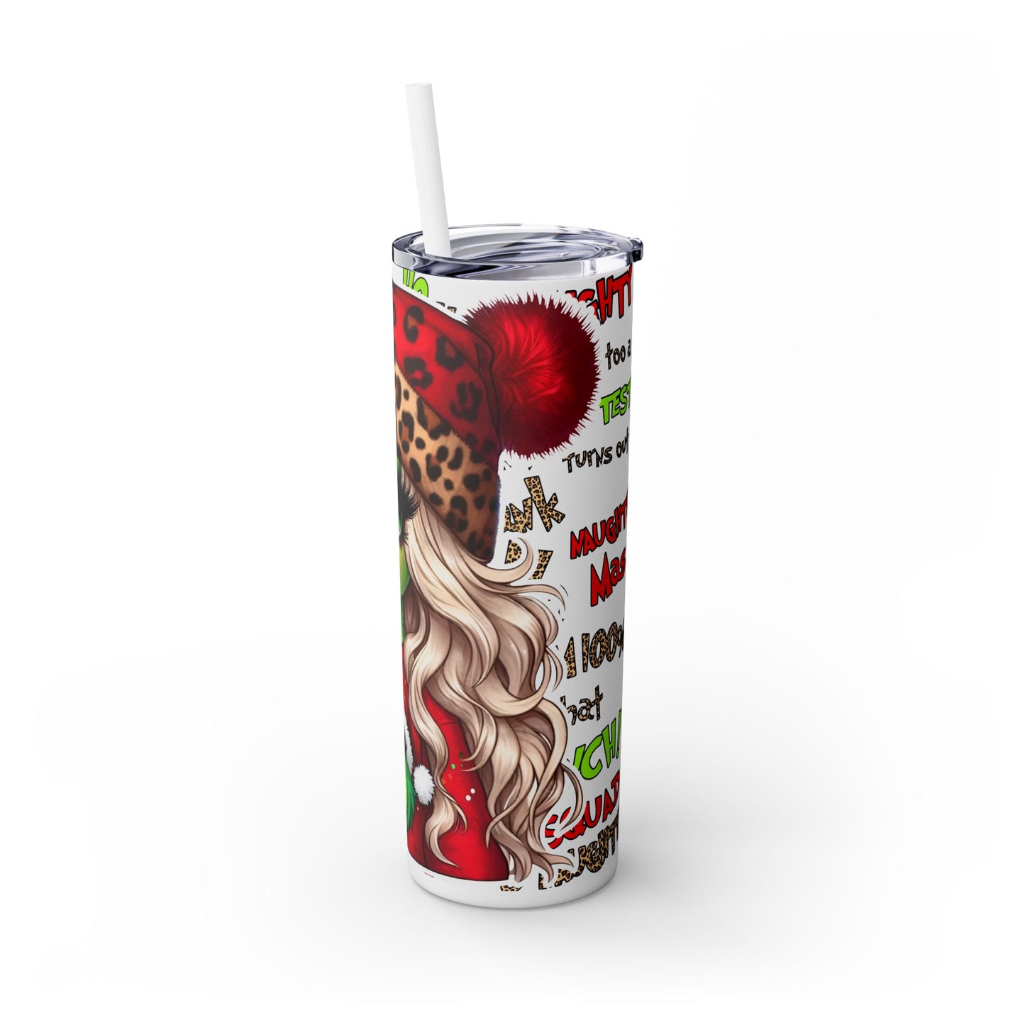 Her Grinchmas Vibe Skinny Tumbler with Straw, 20oz