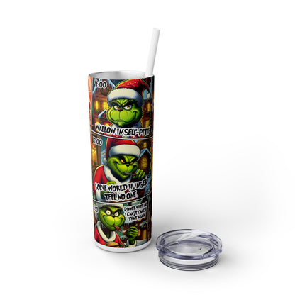 grinchy Skinny Tumbler with Straw, 20oz