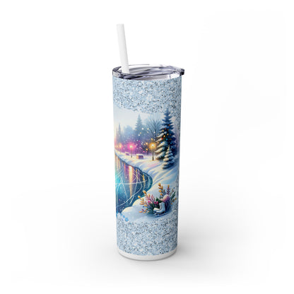 winter wonderland Skinny Tumbler with Straw, 20oz